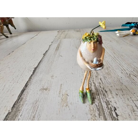 Dept 56 Patricia Brewster egg mini ornament as is lady Easter decor chick - Picture 1 of 9